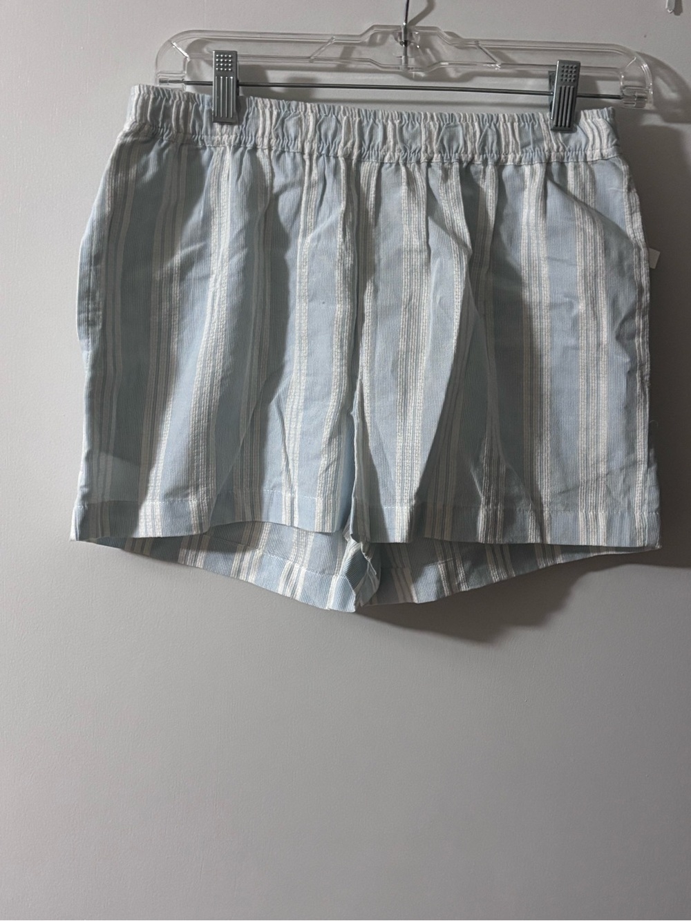 Calypso St. Barth Light Blue & White Striped Women's Elastic-Waist Shorts